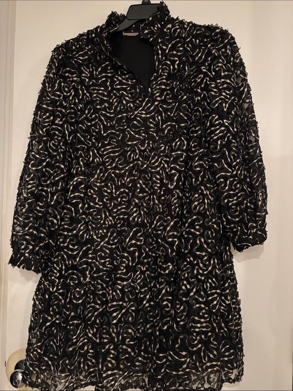 Black and Gold Textured Swing Dress worn once